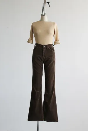1970s tobacco brown corduroy bellbottoms 1919 Vintage