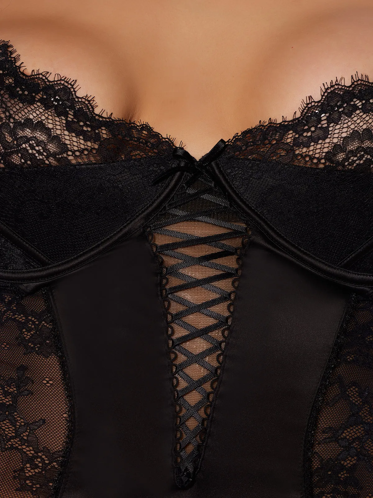 Adelaide Satin & Lace Push Up Chemise by Frederick's of Hollywood