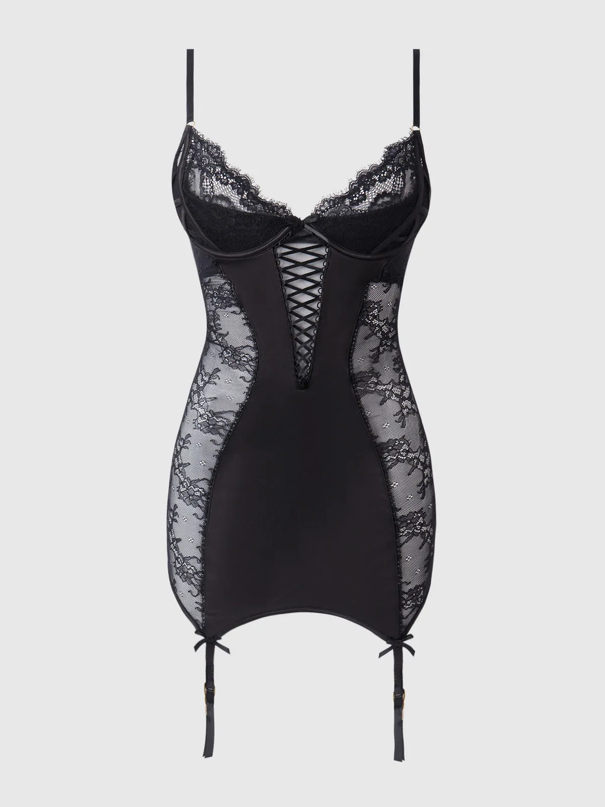 Adelaide Satin & Lace Push Up Chemise by Frederick's of Hollywood
