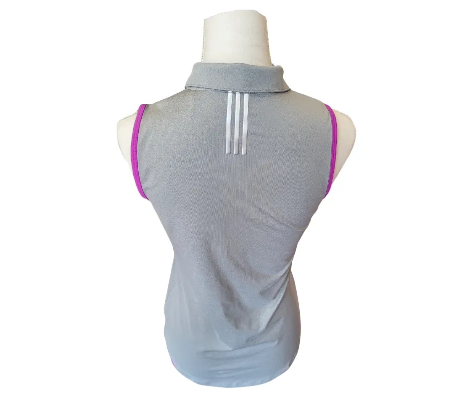 Adidas Grey Sleeveless Golf Polo w/Purple Outlining Size XS MSP$60