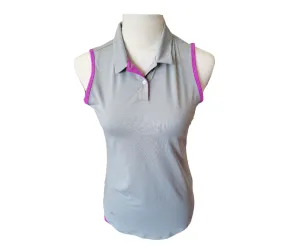 Adidas Grey Sleeveless Golf Polo w/Purple Outlining Size XS MSP$60