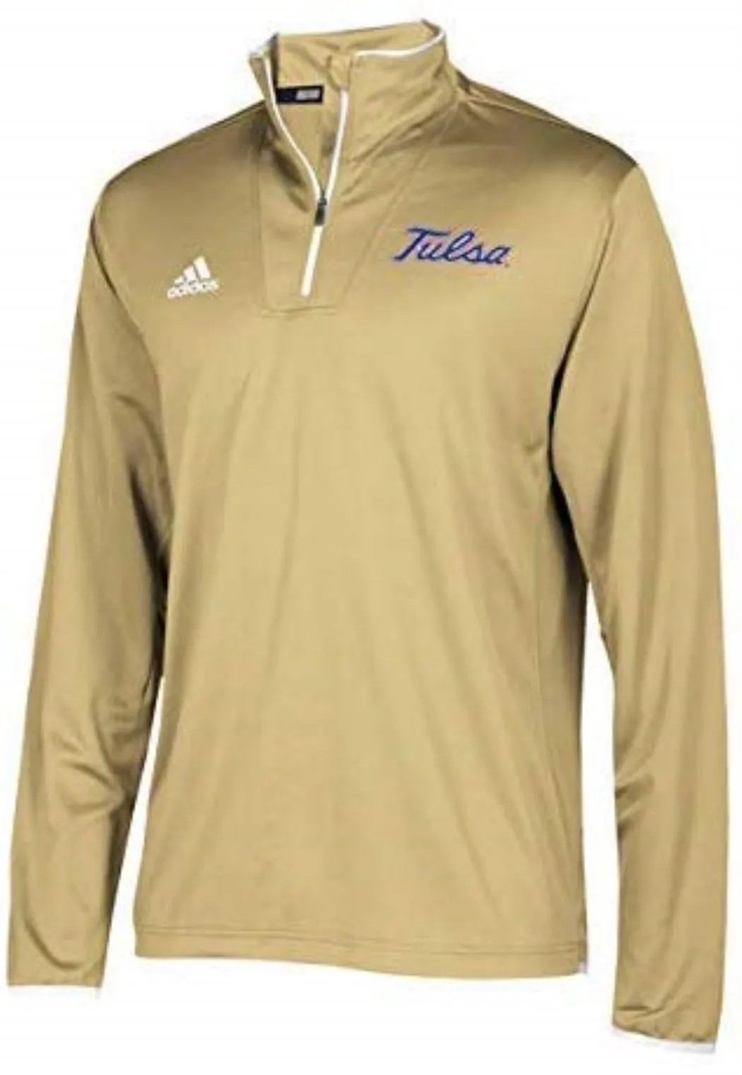 Adidas NCAA Men's Tulsa Golden Hurricanes Climalite Quarter Zip Pullover, Sand