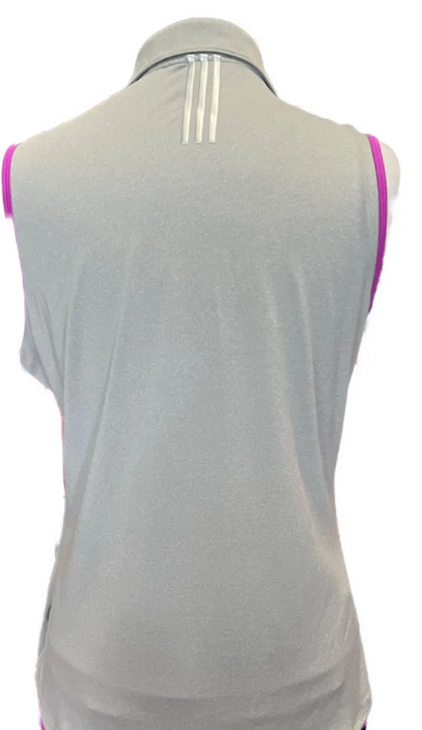 Adidas Women's Gray Sleeveless Polo w/Magenta Accents Size L