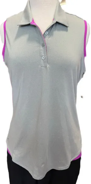 Adidas Women's Gray Sleeveless Polo w/Magenta Accents Size L