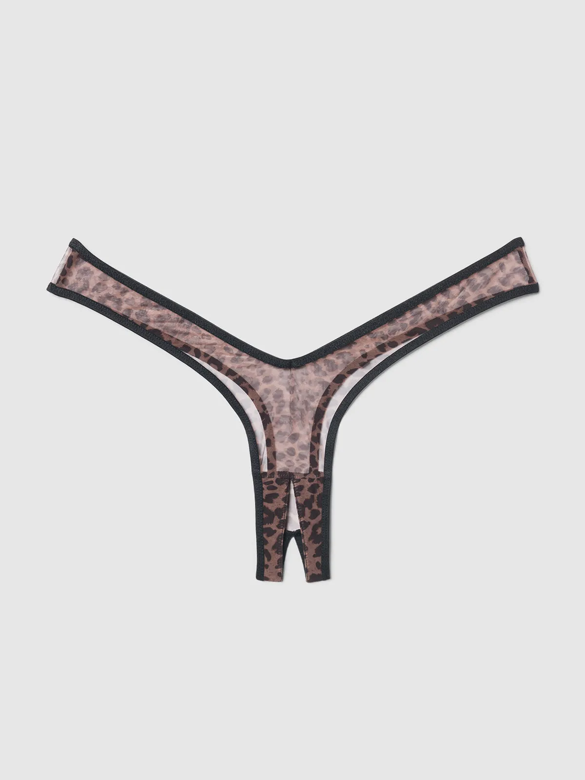 Alanza Ultra Fine Mesh Open Crotch Thong with Garters by Frederick's of Hollywood