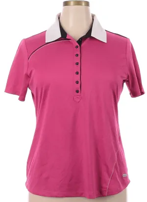 Annika by Cutter & Buck  8 Button Hot Pink Short Sleeved Polo w/White Collar Size XL