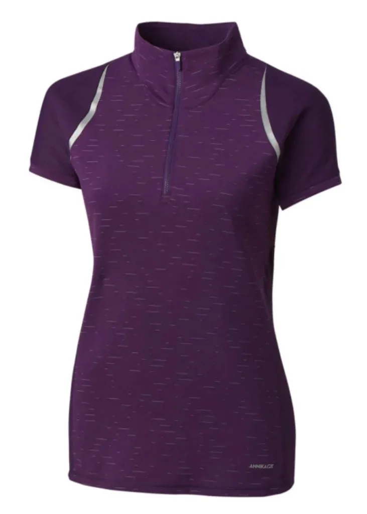 Annika by Cutter & Buck Elite Short Sleeve Mock Half Zip Golf Top MSP$100
