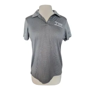 Antigua Gray & White Striped Polo w/ Logo Size M