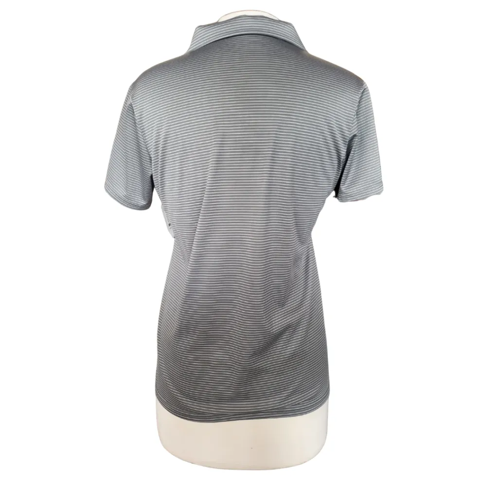 Antigua Gray & White Striped Polo w/ Logo Size M