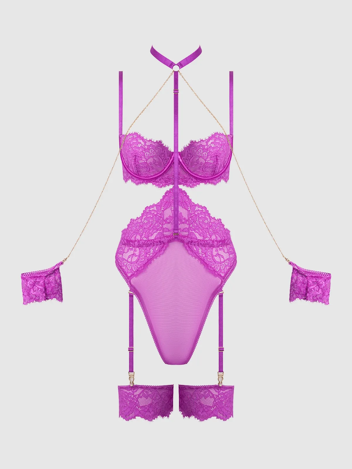 Arianna Lace & Chains Thigh Garter Teddy by Frederick's of Hollywood