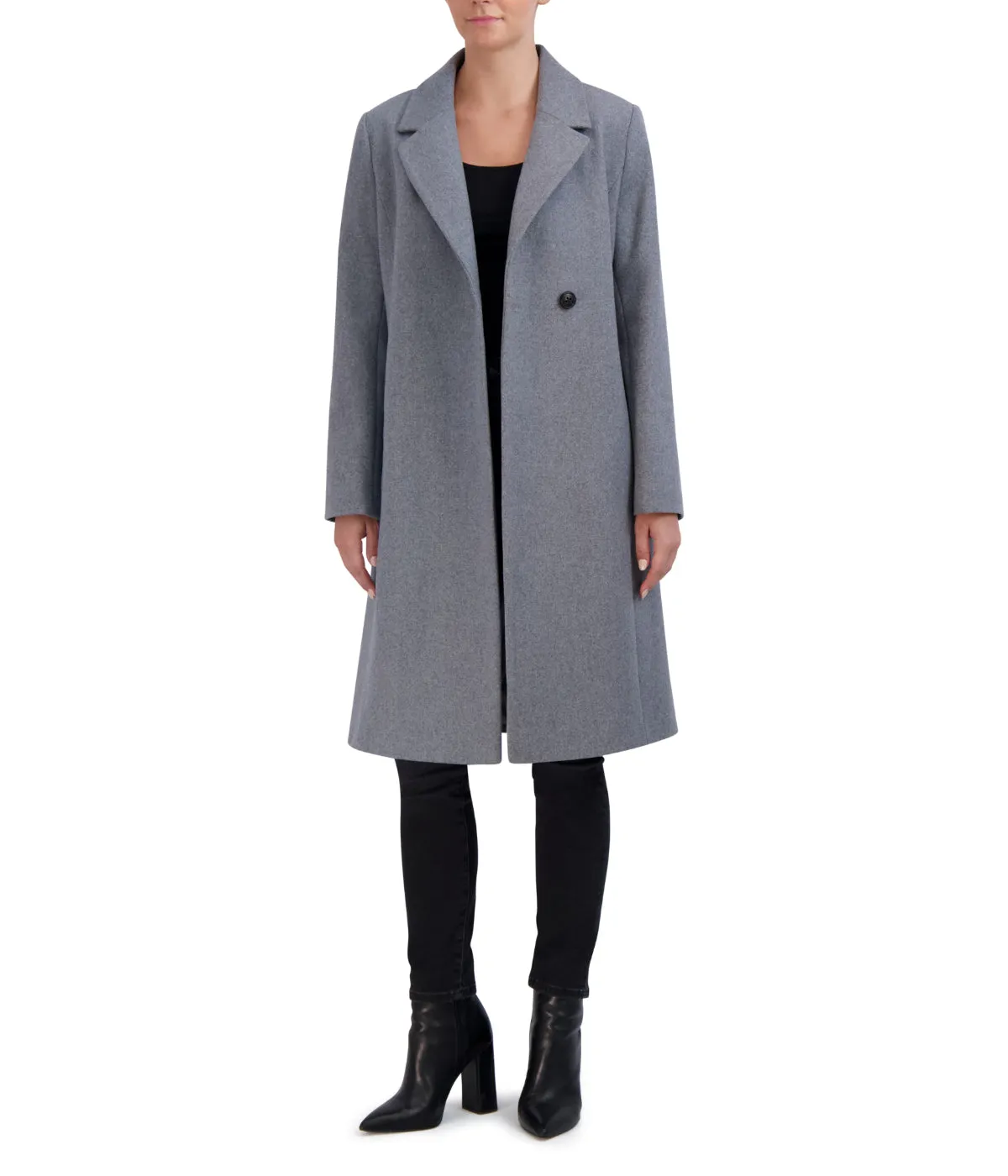Asymmetrical Wool Blend Coat Light Grey