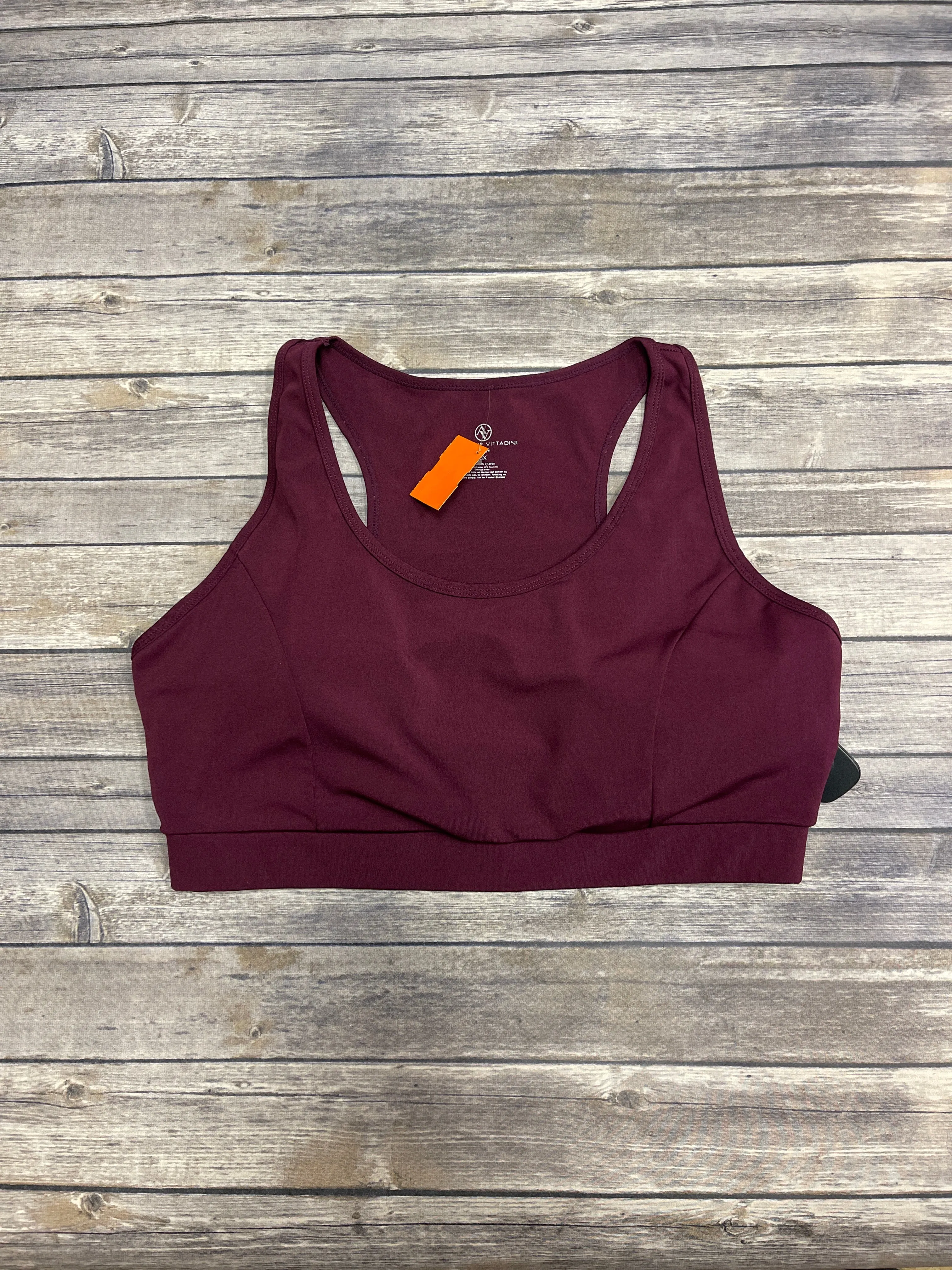 Athletic Bra By Adrienne Vittadini In Maroon, Size: 3x
