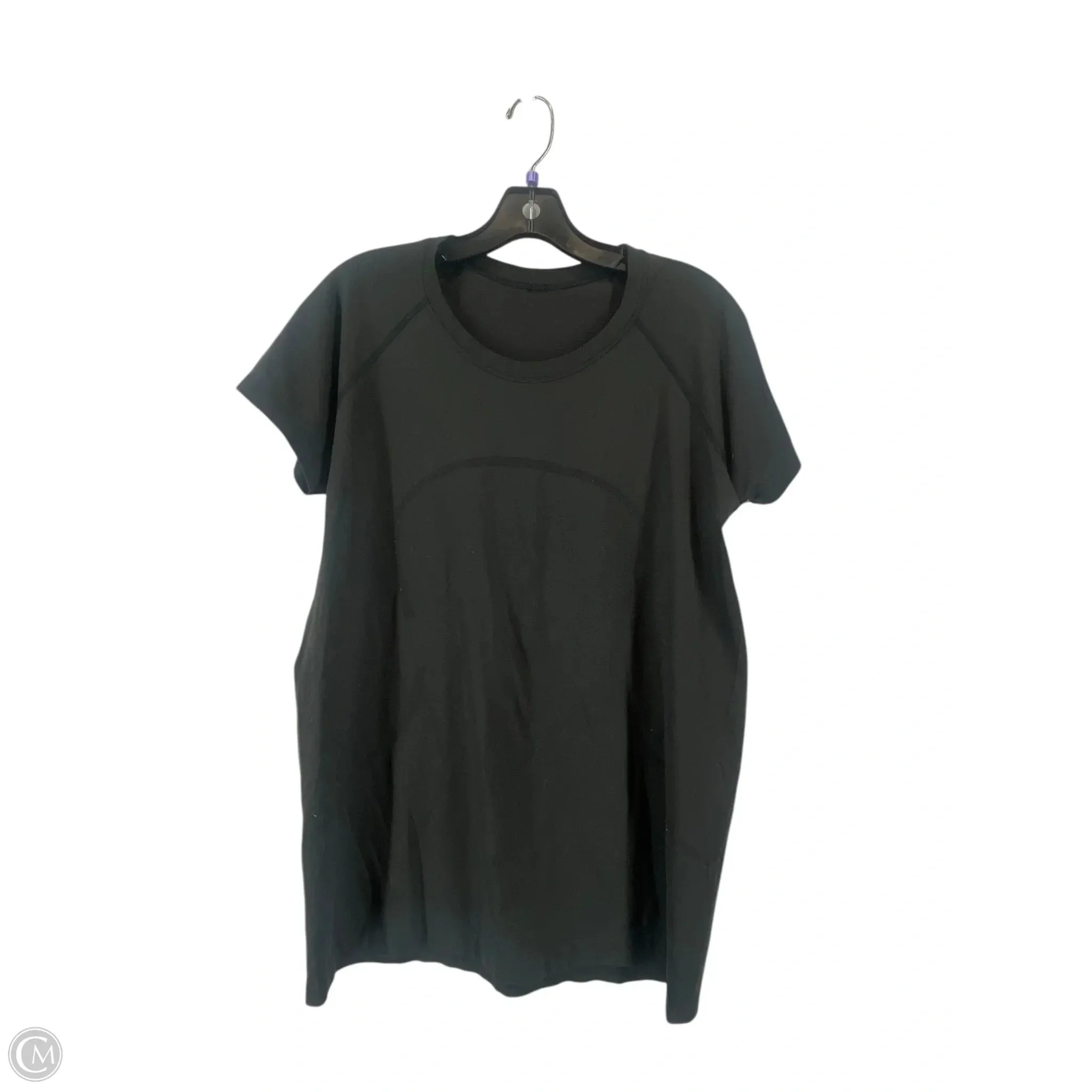 Athletic Top Short Sleeve By Lululemon In Black, Size: L