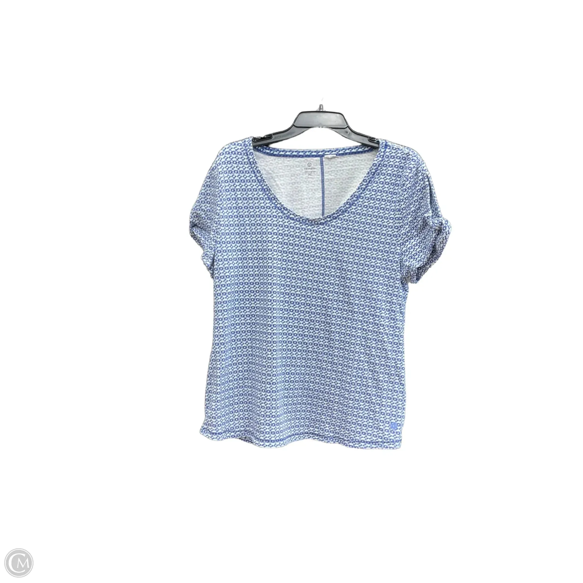 Athletic Top Short Sleeve By Talbots In Blue & White, Size: Xl