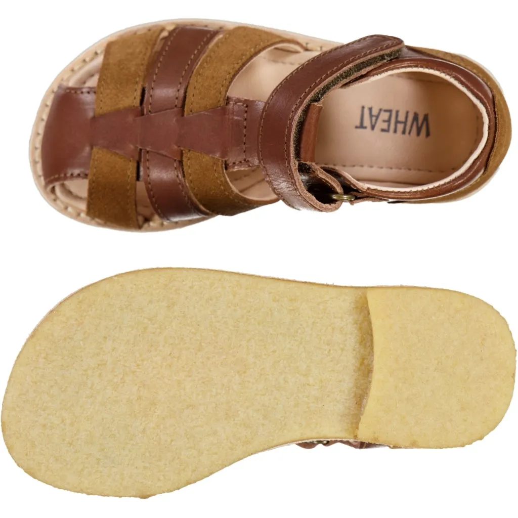 Bailey sandal suede stripes - cognac Wheat