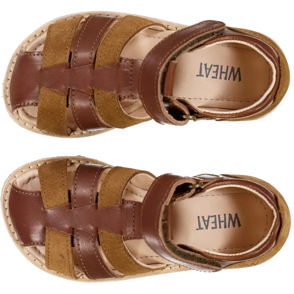 Bailey sandal suede stripes - cognac Wheat