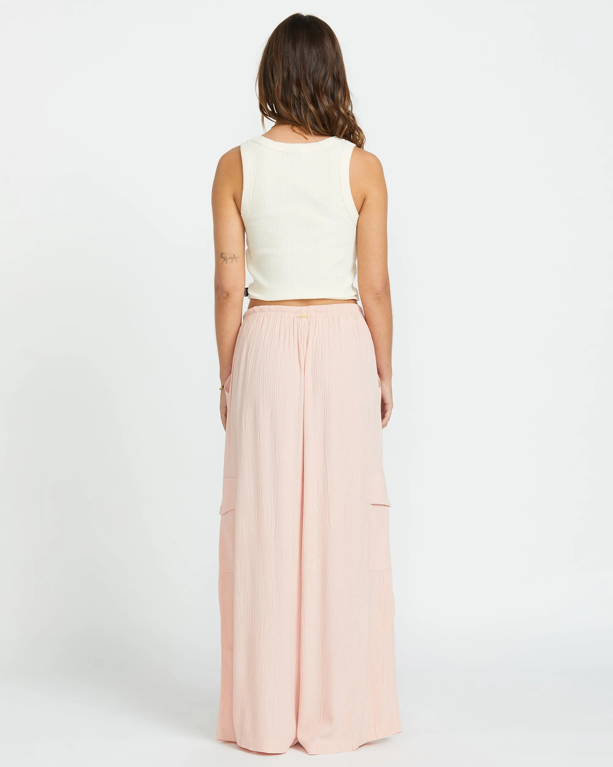 Beach Babe Cargo Elastic Waist Pants - Dusty Peach Billabong