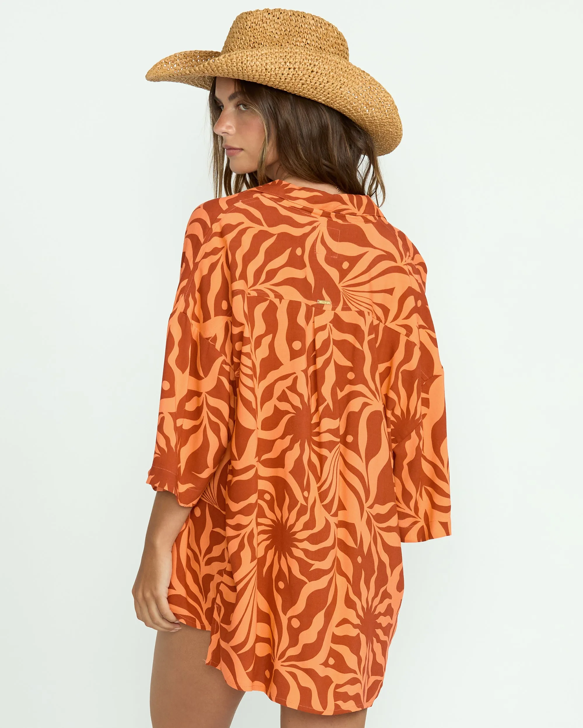 Beach Side Printed Short Sleeve Shirt - Orange Squeeze Billabong