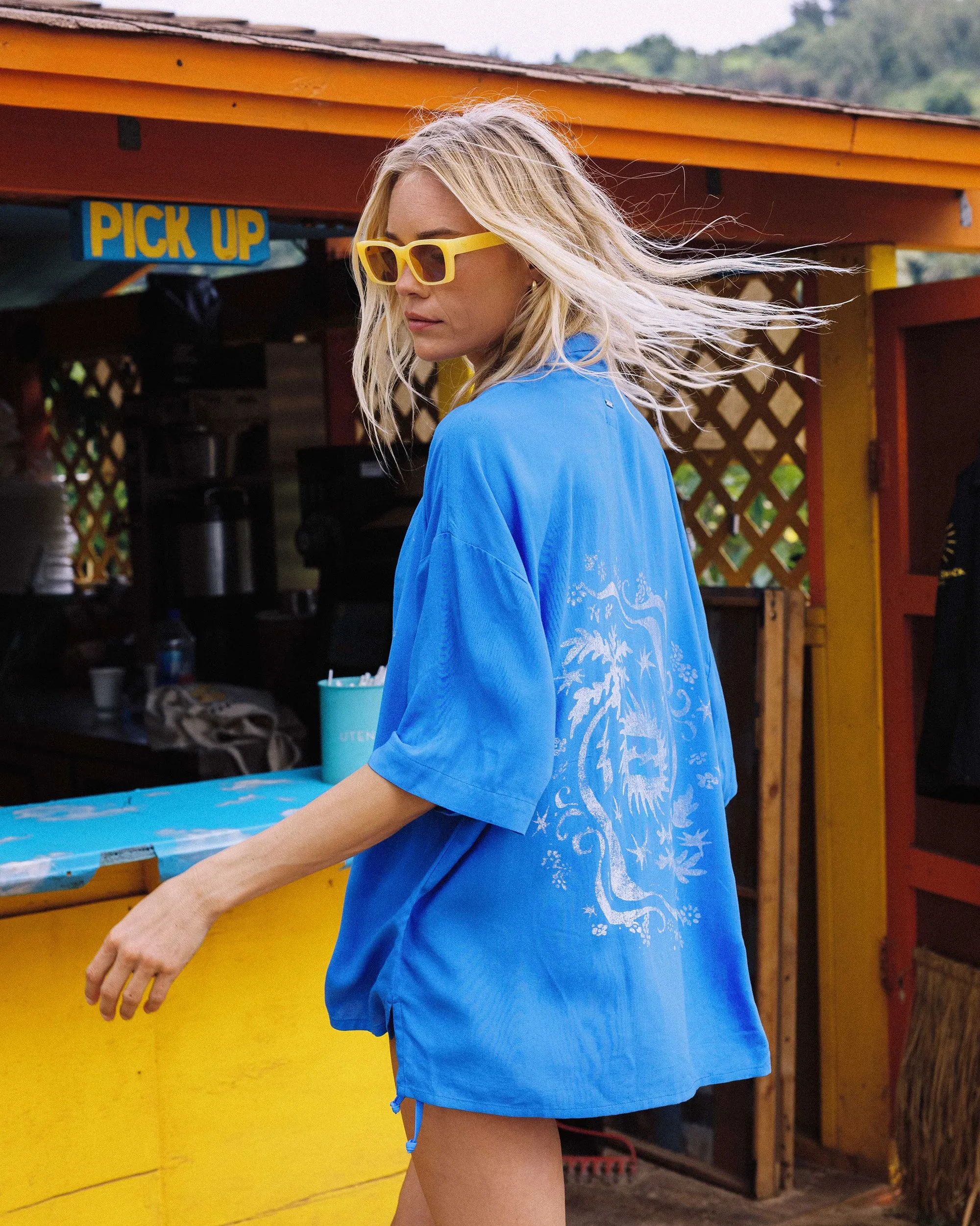 Beach Side Printed Short Sleeve Shirt - True Blue Billabong