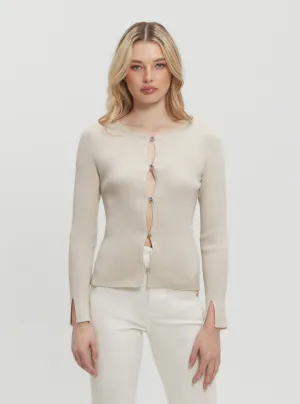 Beige Eden Knit Cardigan Guess
