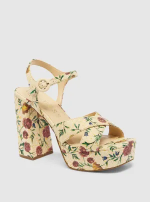 Beige Floral Vallenn Platform Heel Guess
