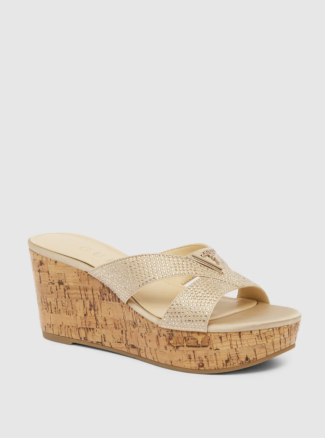 Beige Lonaa Platform Sandals Guess