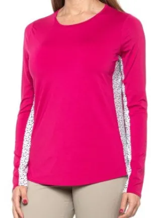 Belyn Key Hot Pink Long Sleeve Shirt with Black & White Inserts Size M MSP$104