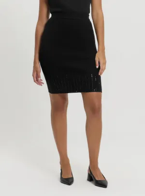Black Alice Rhinestone Midi Skirt Guess