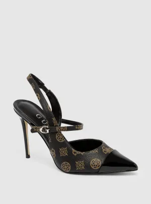 Black Brown Logo Serry Stilleto Heel Guess