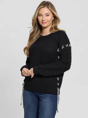 Black Elliss Chain Knit Jumper Guess