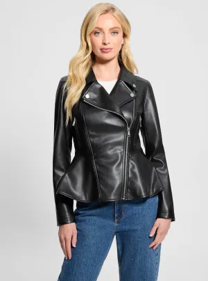 Black Ivy Peplum Moto Jacket Guess