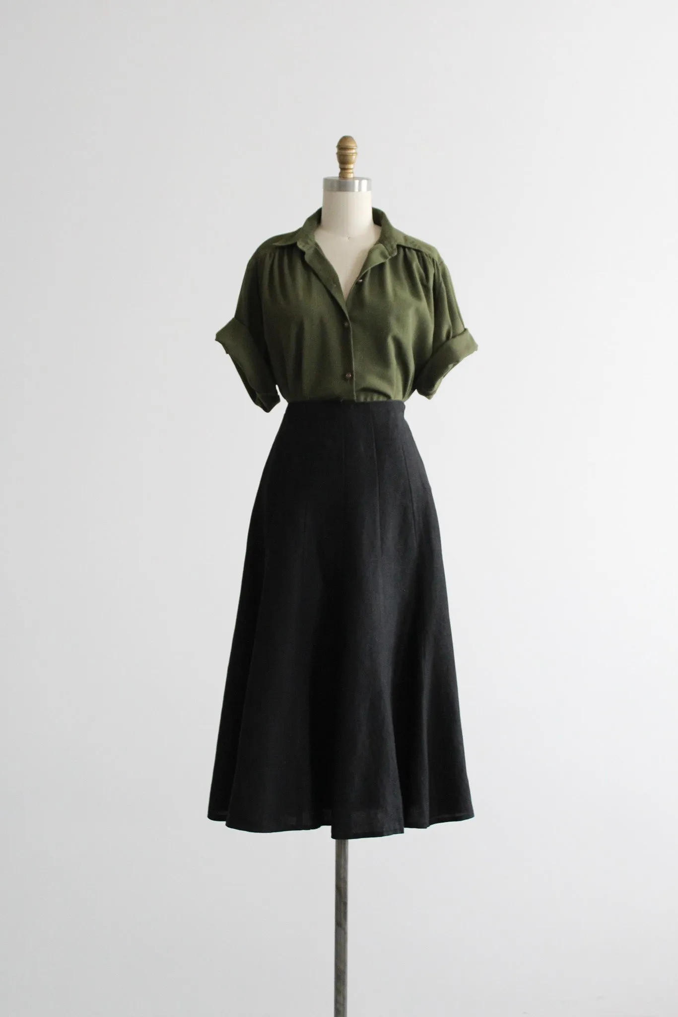 black linen midi skirt 1919 Vintage