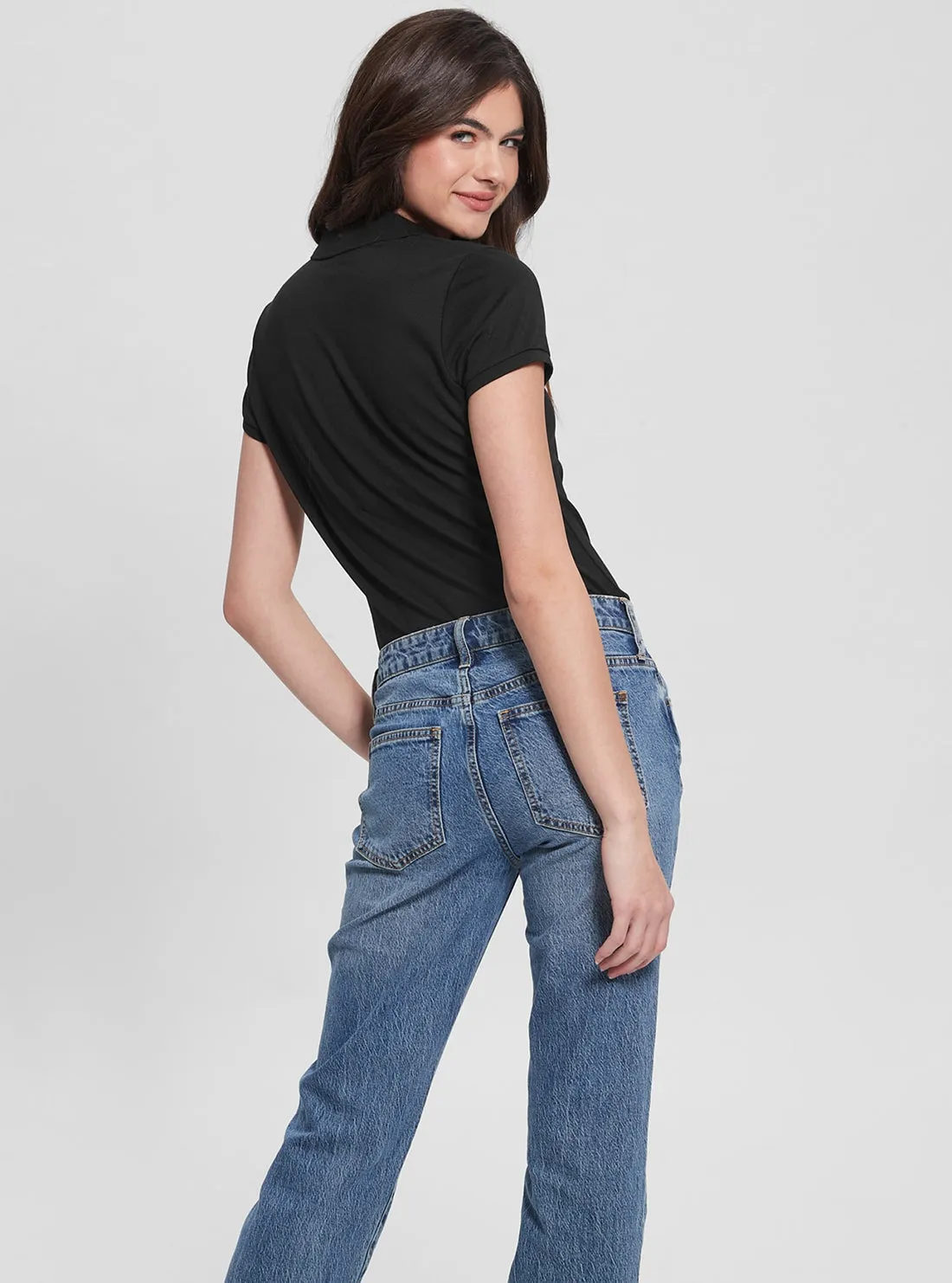 Black Liza Pique Polo T-Shirt Guess