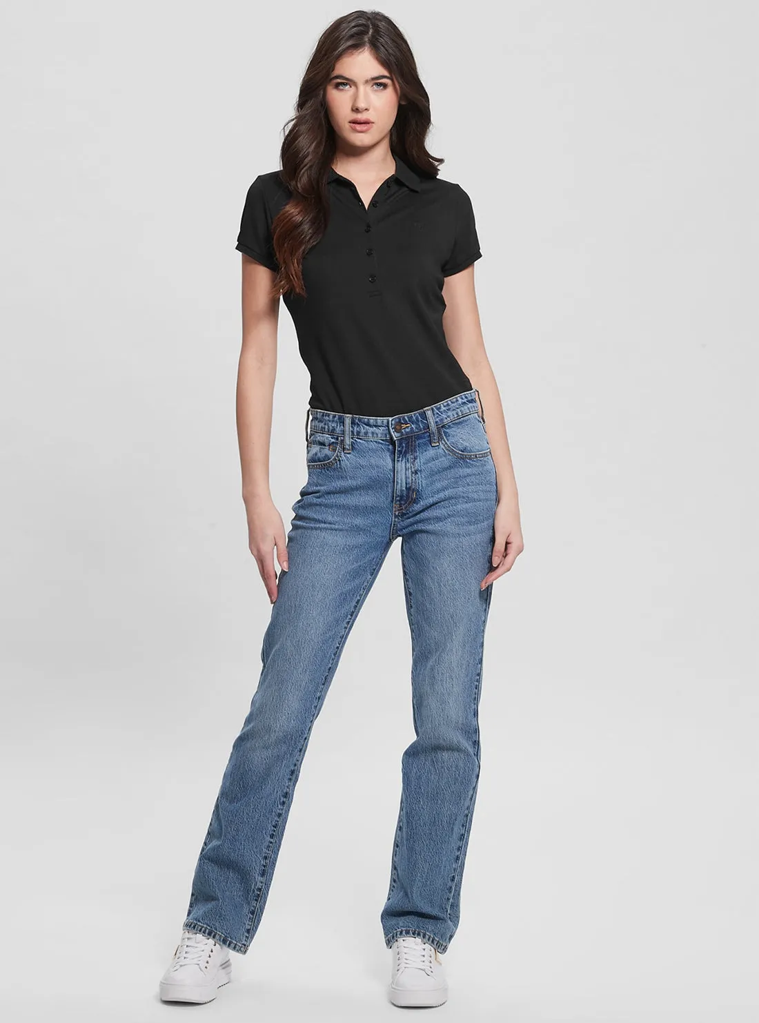 Black Liza Pique Polo T-Shirt Guess