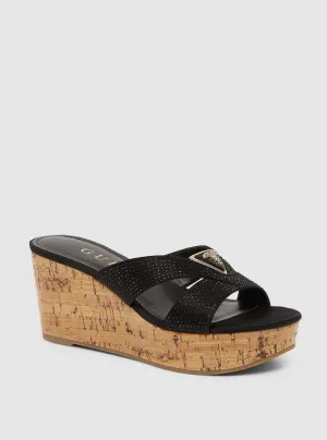 Black Lonaa Platform Sandals Guess