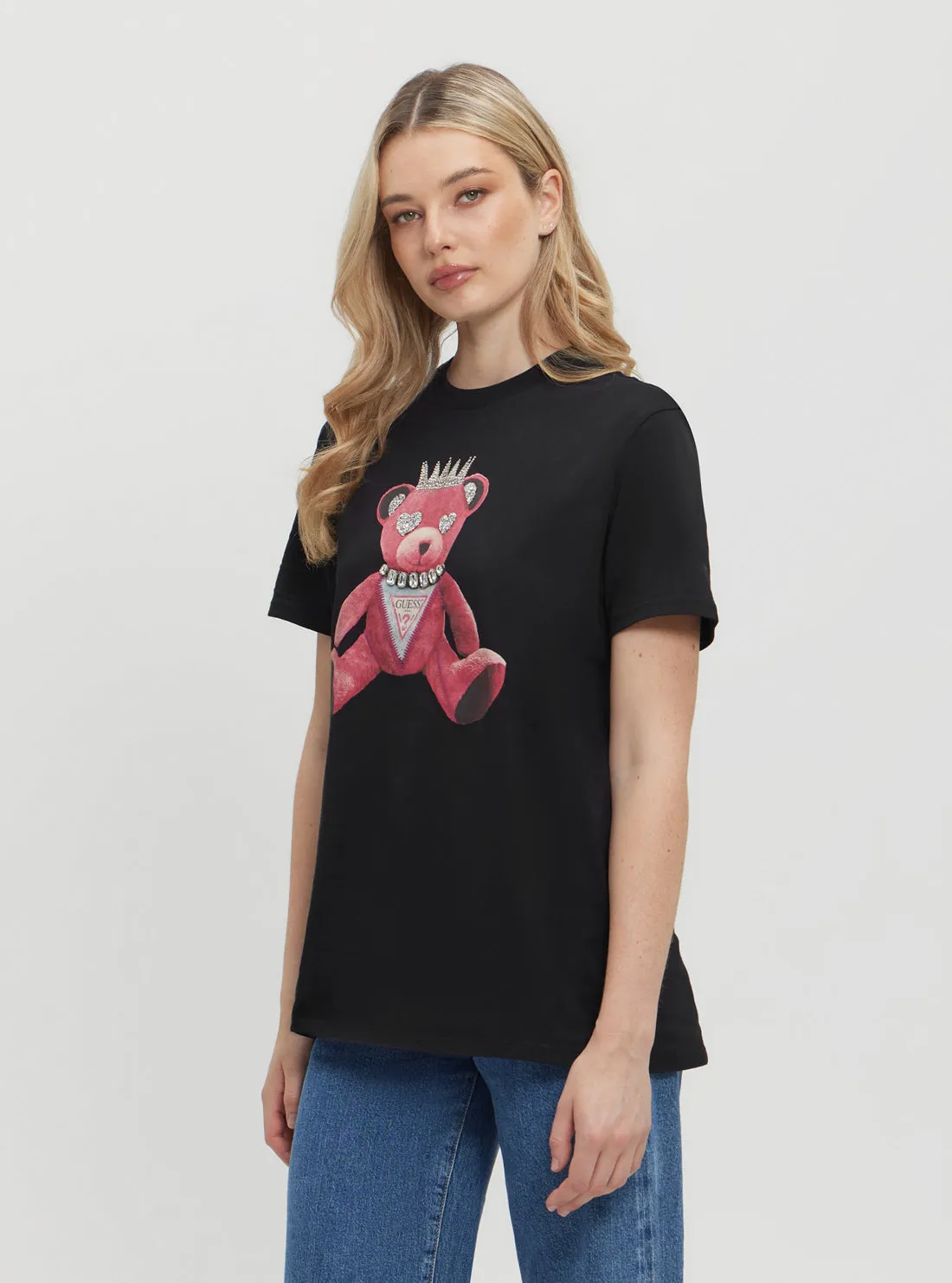 Black Pink Bear T-Shirt Guess