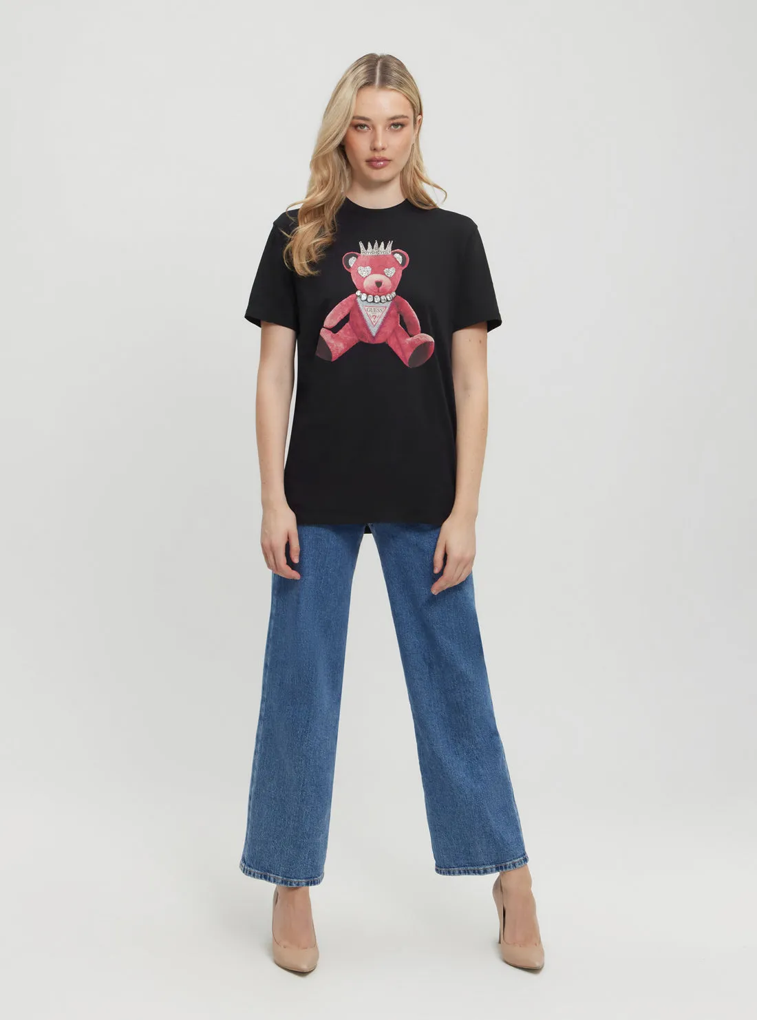 Black Pink Bear T-Shirt Guess