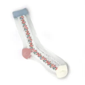 Blanche Lace Stripe Mesh Socks