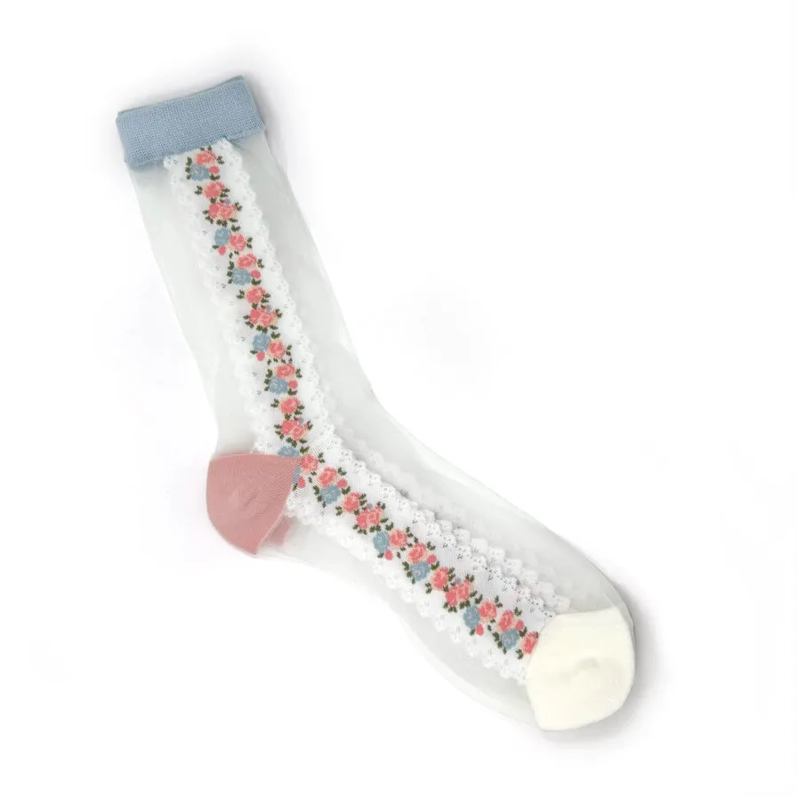 Blanche Lace Stripe Mesh Socks