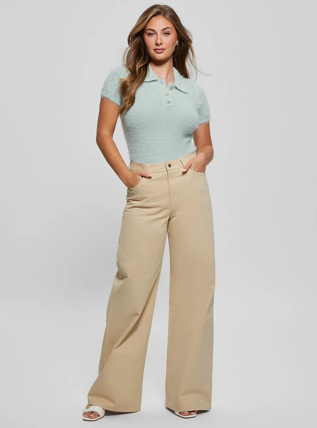 Blue Coraline Knit Polo T-Shirt Guess