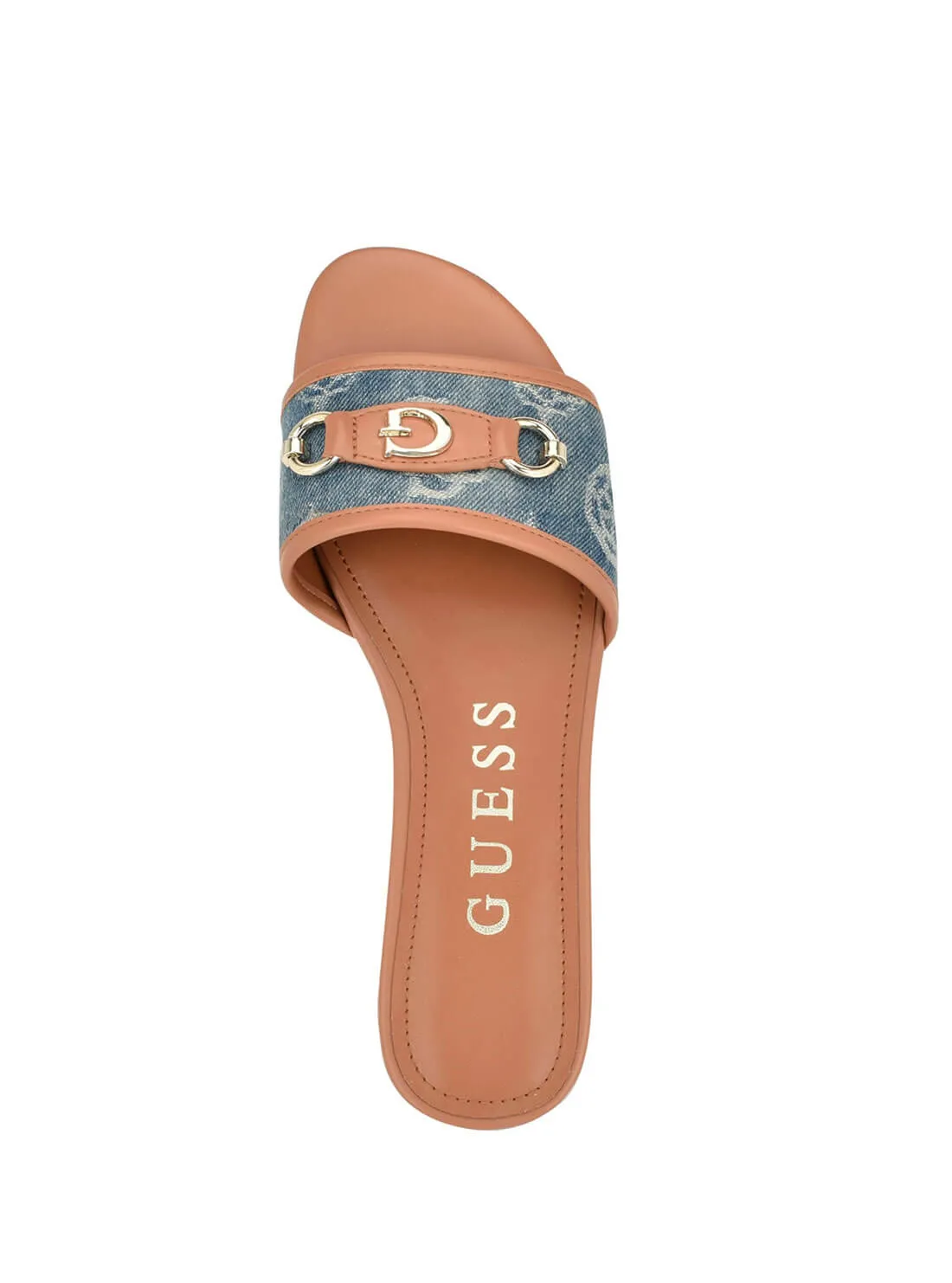 Blue Denim Logo Hammi3 Slide Sandals Guess