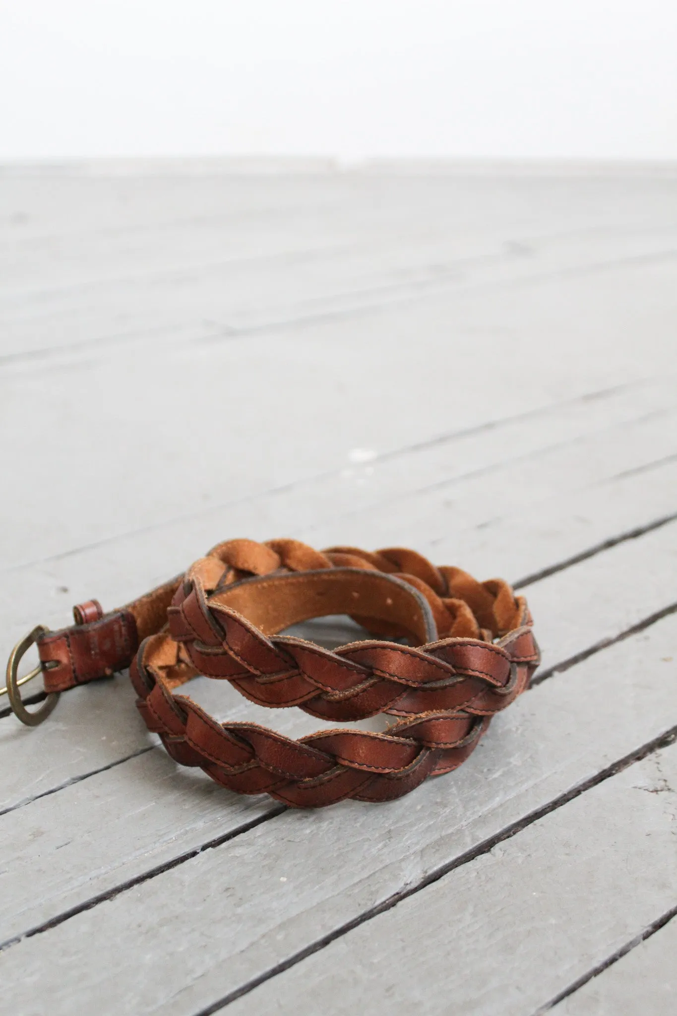 braided honey leather belt 1919 Vintage