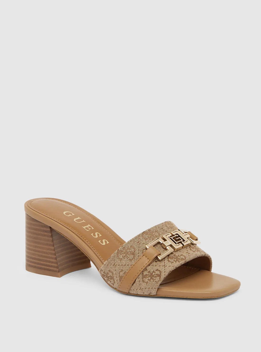 Brown Logo Gallory Block Heel Guess
