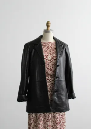 button-front black leather jacket 1919 Vintage