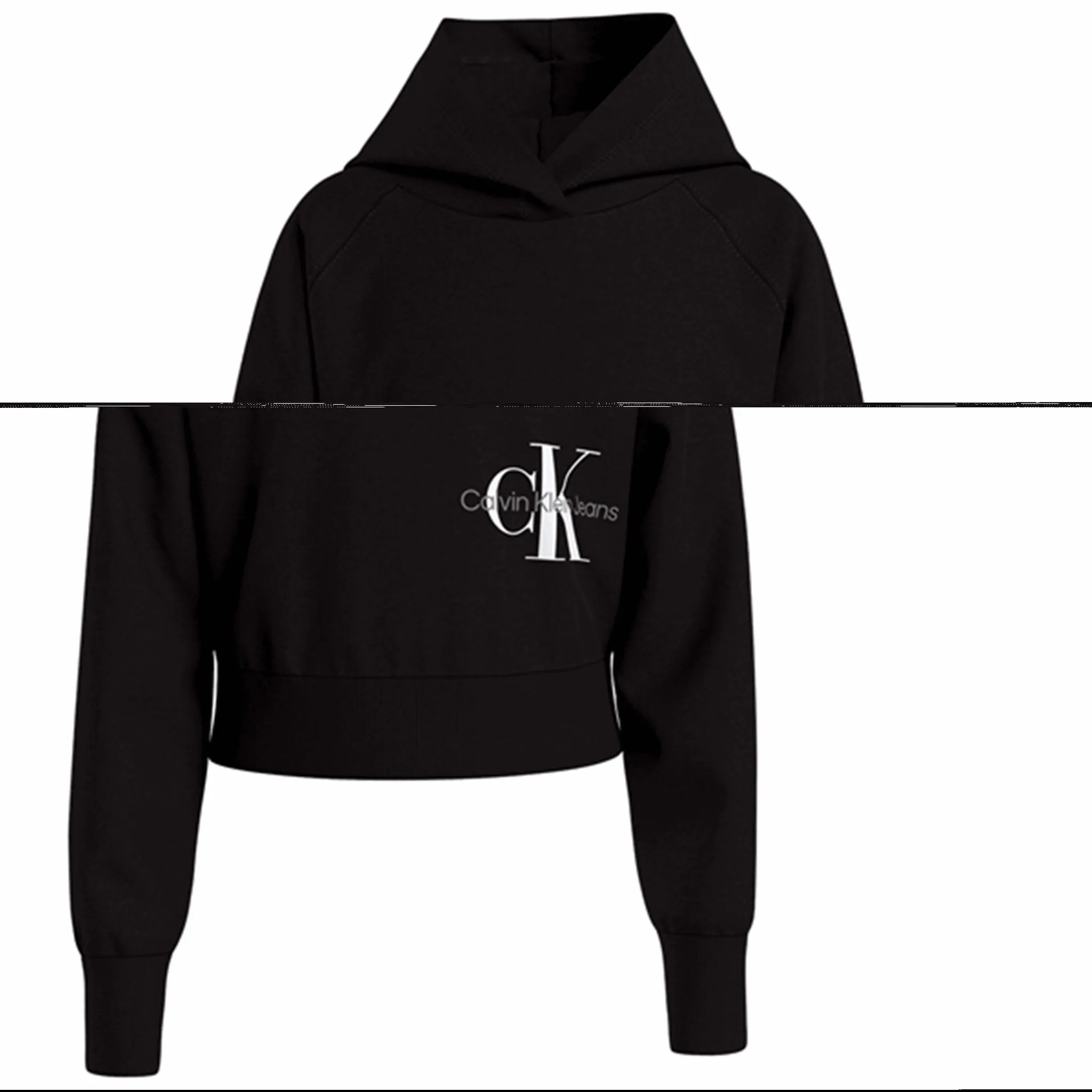 Calvin Klein Monogram Off Placed Hoodie Ck Black