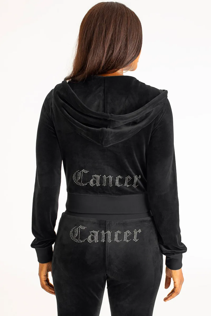 Cancer Big Bling Velour Hoodie by Juicy Couture