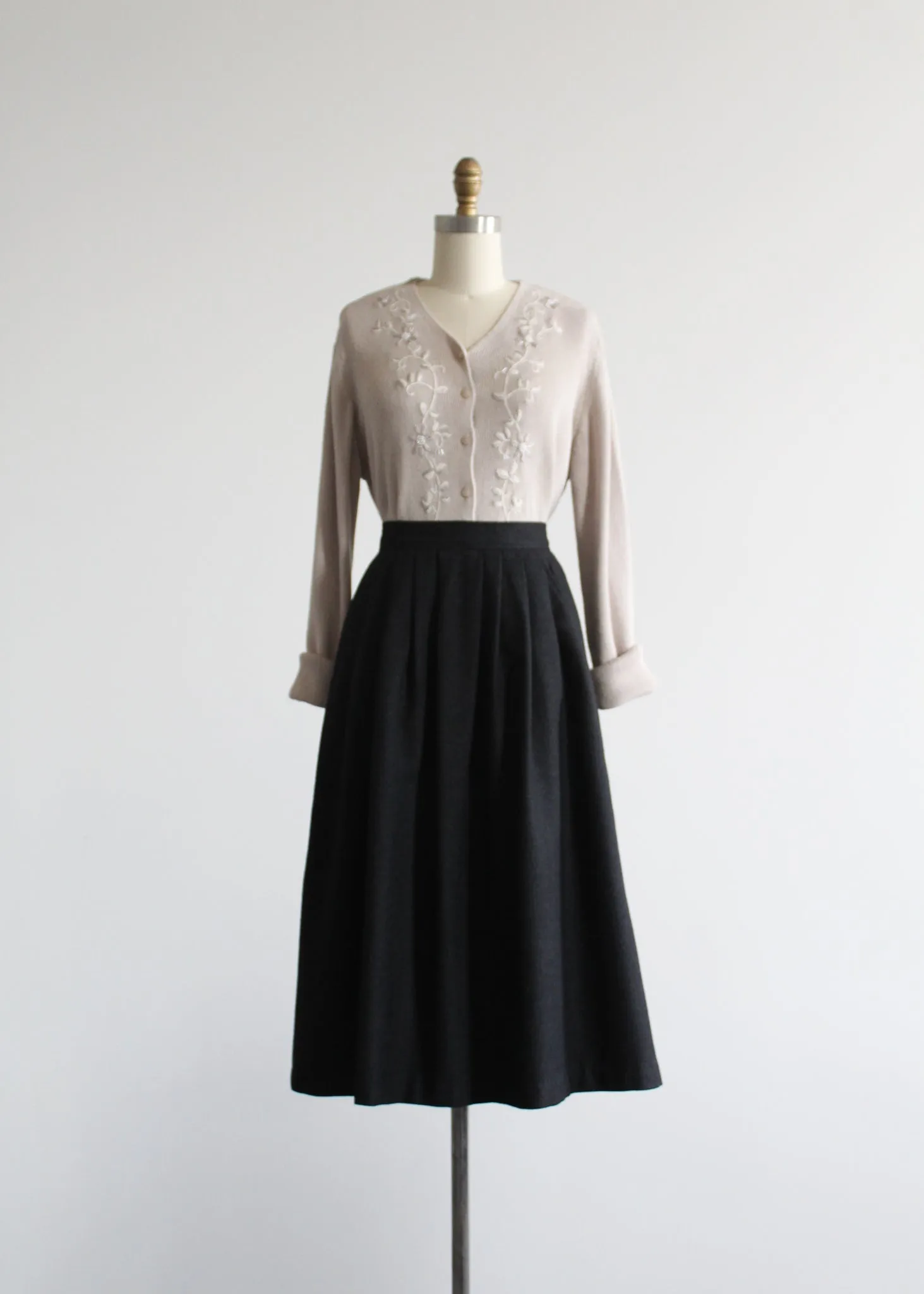 charcoal wool midi skirt 1919 Vintage