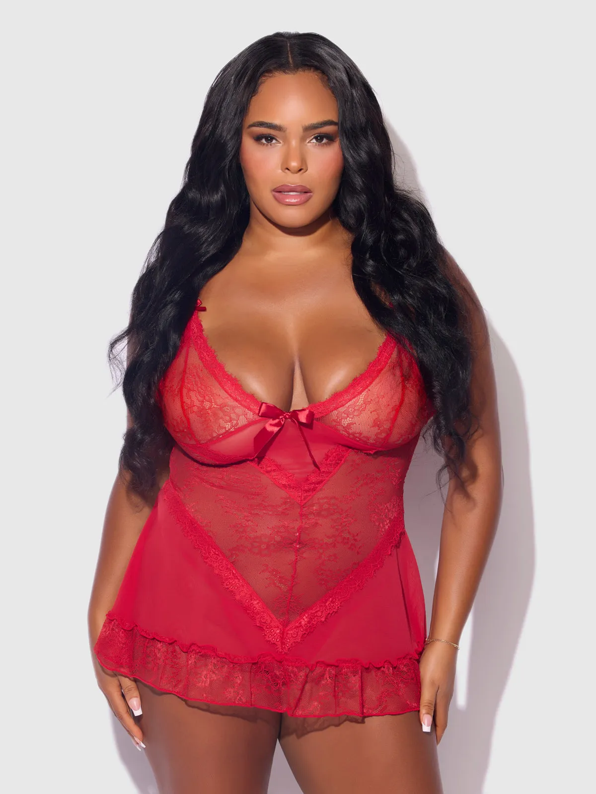 Chiara Lace & Mesh Babydoll by Frederick's of Hollywood