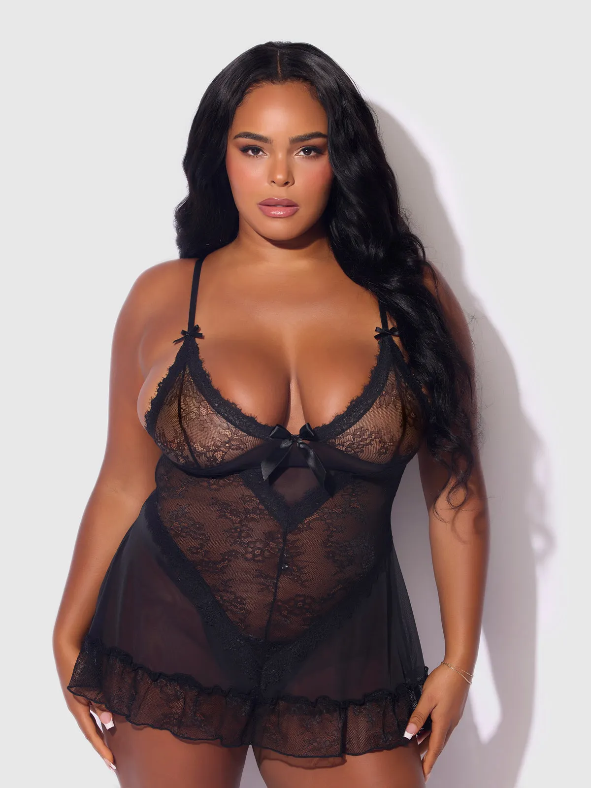 Chiara Lace & Mesh Babydoll by Frederick's of Hollywood