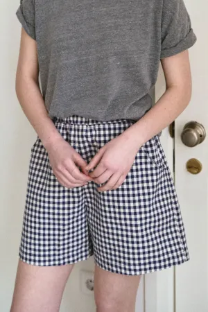 City Shorts (Navy Gingham)